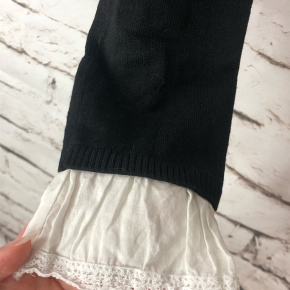 Vintage Tops Vintage Victorian Style Black Sweater White Trim